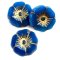 Czech Glass Beads Flower Hibiscus Hawaiian 12mm (6) Lapis Blue Opaline w/ Gold Wash