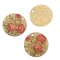 Cast Metal Charm Printed Stardust Brass 20mm Gold (1) Style 11 Flowers Pink
