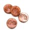 Czech Glass Beads Coin w/Lotus Flower 18mm (1) Pink Silk w/ Picasso