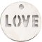 Cast Metal Charm Coin Flat Love Cut-Out 14mm (5) Silver