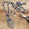 Jewellery Beading Kit Cobalt & Turquoise Long Beaded Neckace BONUS Earring Kit