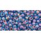 Japanese Toho Seed Beads Tube Round 8/0 Inside-Color Aqua/Oxblood-Lined TR-08-381