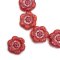 Czech Glass Beads Flower Wild Rose 14mm (10) Orange Opaline & Metallic Pink Wash
