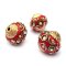 Kashmiri Style Beads Round 15x17mm (1) Style 013C Gold Red