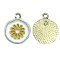 Cast Metal Charm Spring Round 20x17mm (1) One Flower White Yellow - Gold