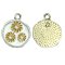 Cast Metal Charm Spring Round 20x17mm (1) Three Flowers White Yellow - Gold