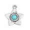Cast Metal Charm Star Small Turquoise Stone 17x14mm (1) Antique Silver