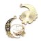 Cast Metal Charm Cat Moon Ornate Enamel 33x29mm (1) White & Black - Gold