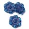 Czech Glass Beads Flower Wild Rose 14mm (10) Montana Blue Transparent w/ Purple Wash