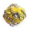 Kashmiri Style Beads Round 15mm (1) Style 002C Yellow