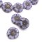 Czech Glass Beads Flower Hibiscus Hawaiian 12mm (6) Lilac Purple Silk w/ Antique Finish