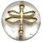 Czech Glass Beads Coin Dragonfly Pressed 18mm (1) Crystal  Matte w/ Gold