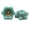 Czech Glass Beads Flower Wide Bell 12x11mm (10) Turquoise w/Gold Wash