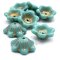 Czech Glass Beads Flower Wide Bell 12x11mm (10) Turquoise w/Gold Wash