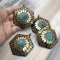 Kashmiri Style Pendant Hexagon 71x55mm (1) Brass Turquoise