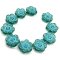 Czech Glass Beads Flower Wild Rose 14mm (10)  Tourmaline Green w/ Turquoise Wash
