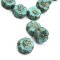 Czech Glass Beads Flower Hibiscus Hawaiian Small 9mm (10) Turquoise Silk w/ Picasso