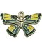 Cast Metal Charm Butterfly Enamel Engraved 25x15mm (1) Green Yellow - Light Gold