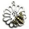 Cast Metal Charm Bee Daisy 33x29mm (1) Antique Silver Flower w/Gold