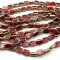Glass Beads Rectangle 10x8mm (28) Red w/Gold