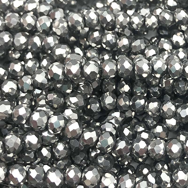 Imperial Crystal Bead Rondelle 3x4mm (120) Metallic Electroplated Silver