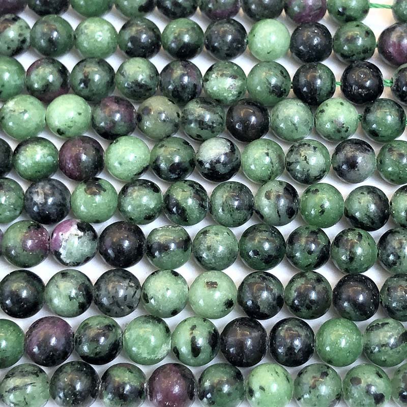 Ruby in Zoisite Beads Round 6mm - 1 Strand