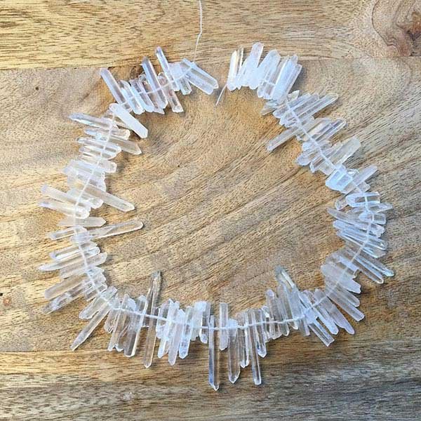 Quartz Crystal Points Beads Medium - 1 Strand - FROSTED