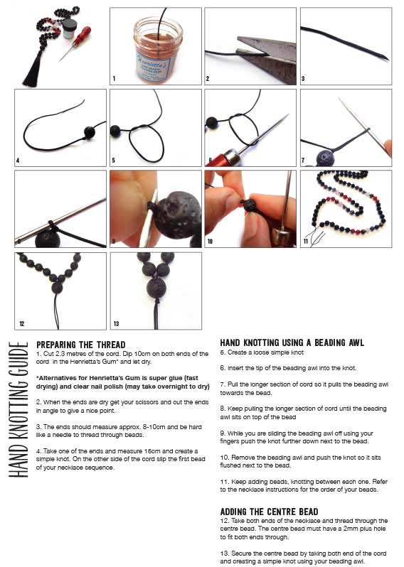 Jewellery Beading Kit Hand Knotted Mala Necklace - Amazonite, White Lava Stone & Tiger Eye