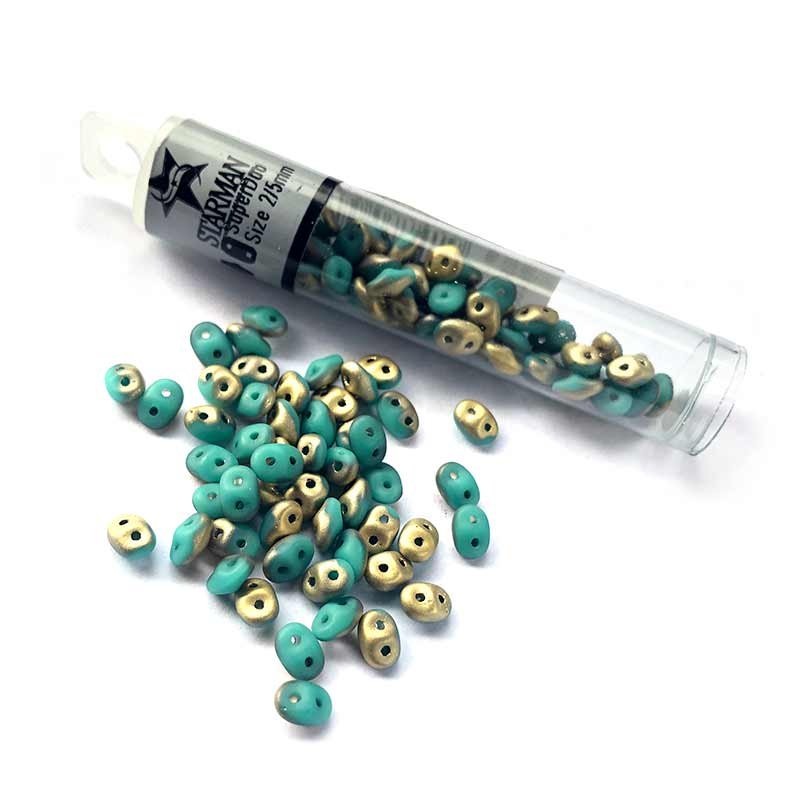 Matubo SuperDuo Seed Bead 2-Hole 5x2mm - Tube - Saturated Teal 364-25-29569