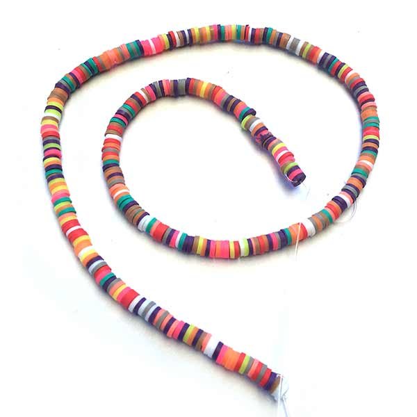 Polymer Clay Beads Heishi Discs 4x1mm Mix - 1 Strand
