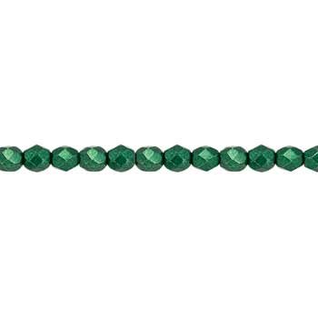 Czech Faceted Round Firepolished Glass Beads 4mm (50) ColorTrends: Saturated Metallic Martini Olive