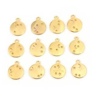 Cast Metal Charms Constellation Set 17x14mm (12) Gold
