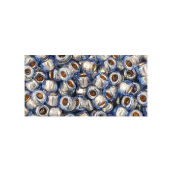 Japanese Toho Seed Beads Tube Round 6/0 Gold-Lined Lt Montana Blue TR-06-992