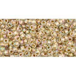 Japanese Toho Seed Beads Tube Round 11/0 Gold-Lined Rainbow Crystal TR-11-994