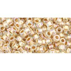 Japanese Toho Seed Beads Tube Round 8/0 Gold-Lined Rainbow Crystal TR-08-994