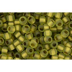 Japanese Toho Seed Beads Tube Round 8/0 Gold-Lined Rainbow Frosted Peridot TR-08-996F