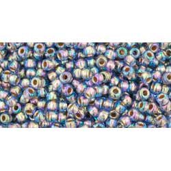 Japanese Toho Seed Beads Tube Round 11/0 Gold-Lined Rainbow Lt Sapphire TR-11-997