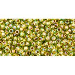 Japanese Toho Seed Beads Tube Round 11/0 Gold-Lined Rainbow Peridot TR-11-996