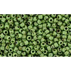 Japanese Toho Seed Beads Tube Round 11/0 HYBRID Opaque Mint Green - Picasso TR-11-Y321