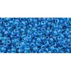 Japanese Toho Seed Beads Tube Round 11/0 Inside-Color Aqua/Capri-Lined TR-11-932
