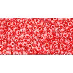Japanese Toho Seed Beads Tube Round 11/0 Inside-Color Crystal/Tomato-Lined TR-11-341