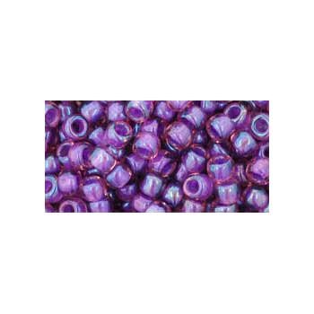 Japanese Toho Seed Beads Tube Round 6/0 Inside-Color Rainbow Rosaline/Opaque Purple-Lined TR-06-928