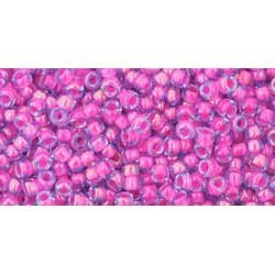 Japanese Toho Seed Beads Tube Round 11/0 Luminous Lt Sapphire/Neon Pink-Lined TR-11-980