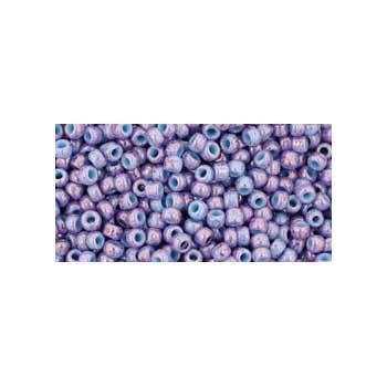 Japanese Toho Seed Beads Tube Round 11/0 Marbled Opaque Lt Blue/Amethyst TR-11-1204