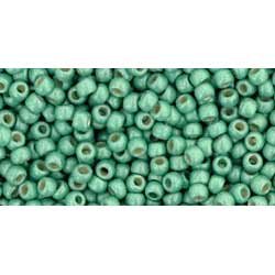 Japanese Toho Seed Beads Tube Round 11/0 PermaFinish - Frosted Galvanized Mint Green TR-11-PF570F