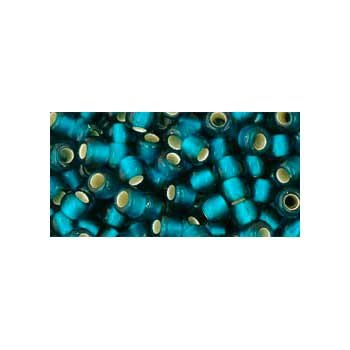 Japanese Toho Seed Beads Tube Round 6/0 Silver-Lined Frosted Teal TR-06-27BDF