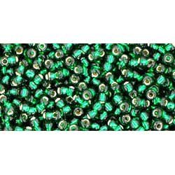 Japanese Toho Seed Beads Tube Round 11/0 Silver-Lined Green Emerald TR-11-36