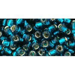 Japanese Toho Seed Beads Tube Round 6/0 Silver-Lined Teal TR-06-27BD