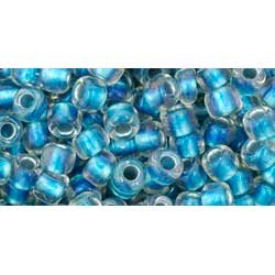 Japanese Toho Seed Beads Tube Round 6/0 Inside-Color Rainbow Crystal/Lt Capri-Lined TR-06-263