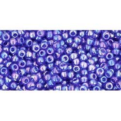 Japanese Toho Seed Beads Tube Round 11/0 Transparent-Rainbow Cobalt TR-11-87